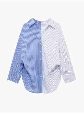 Zara Two-Tone Blue and White Striped Button-Down Shirt